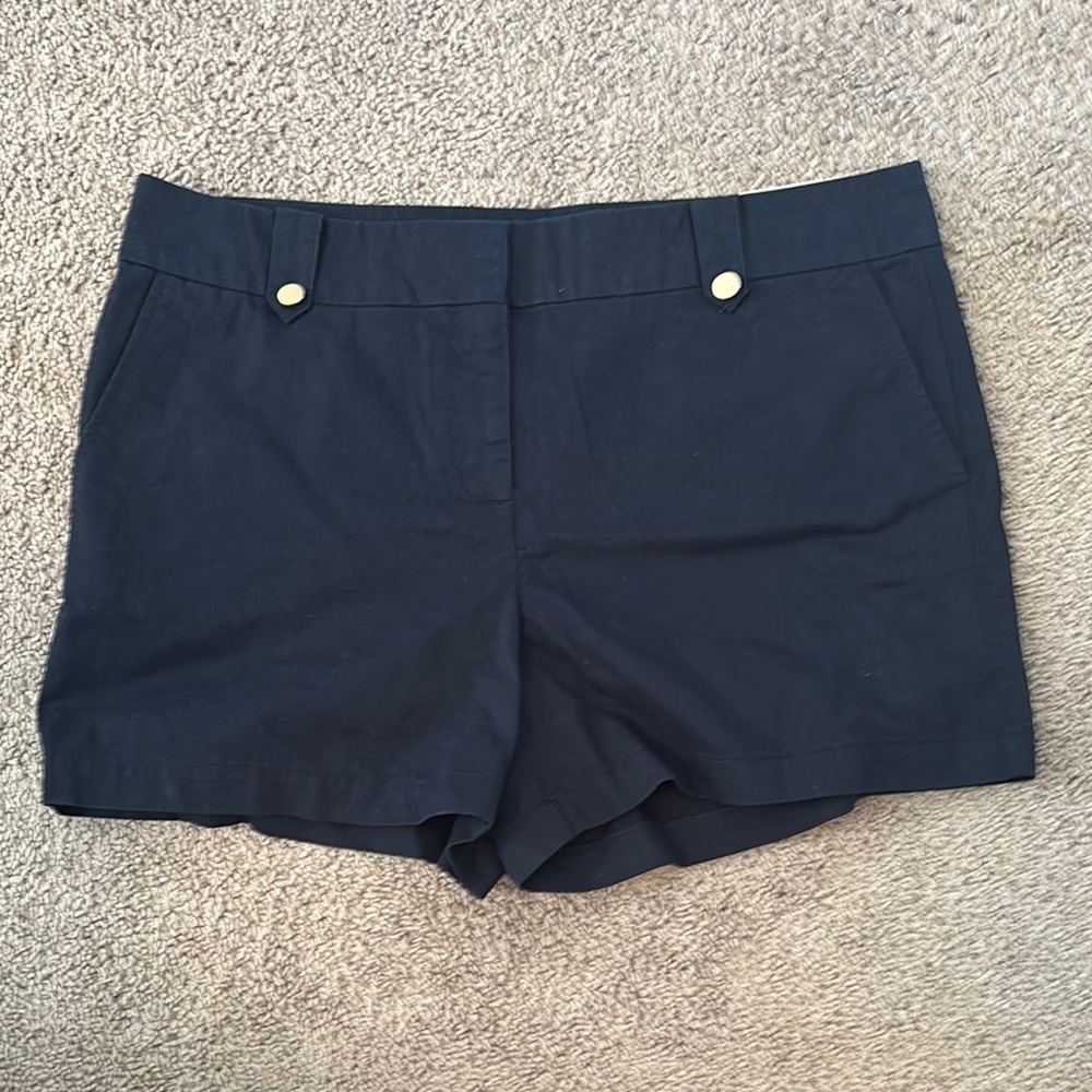LOFT Navy Women's Shorts with Gold Accents
